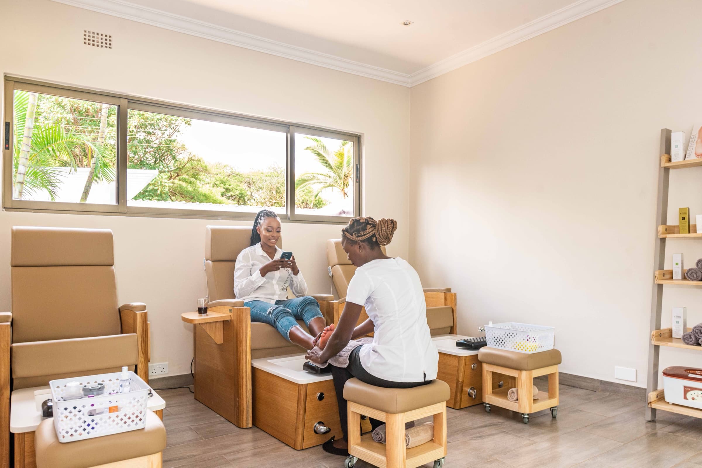 A pedicure in progress at MaMoyo Twangale